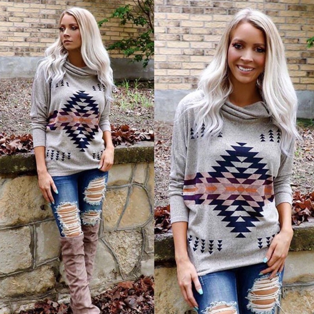 Hope Horizon Aztec Print Western Shirt Size M